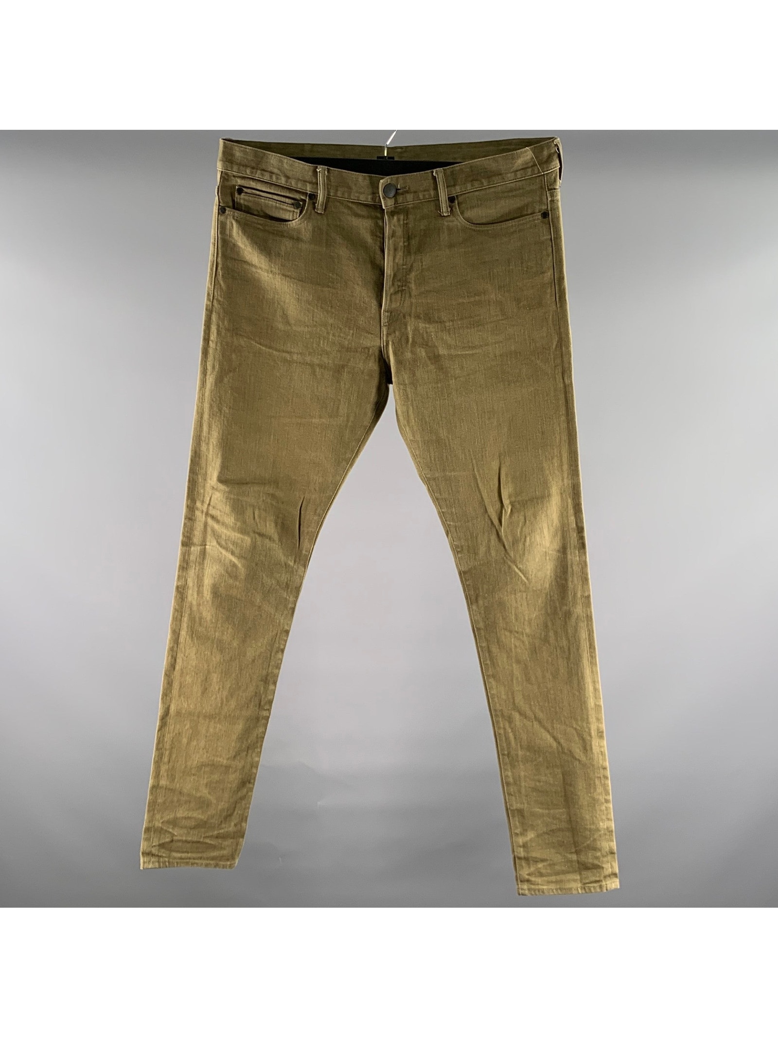 John Elliott Size 36 Green Olive Solid Cotton Blend Button Fly Jeans